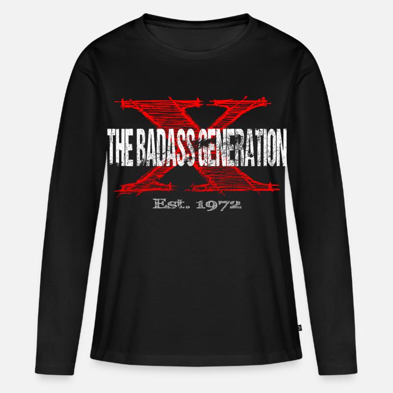 Generation X 1972  Retro - Frauen Premium Bio Langarmshirt - Schwarz