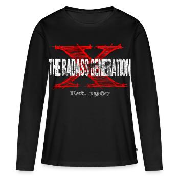 Generation X 1967  Retro - Frauen Premium Bio Langarmshirt - Schwarz - Vorne - Julia (174cm)