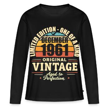 fête d anniversaire décembre 1961 - december 1961 - T-shirt manches longues Premium bio Femme - noir - Devant - Julia (174cm)