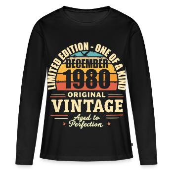 fête d anniversaire décembre 1980 - december 1980 - T-shirt manches longues Premium bio Femme - noir - Devant - Julia (174cm)