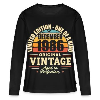 fête d anniversaire décembre 1986 - december 1986 - T-shirt manches longues Premium bio Femme - noir - Devant - Julia (174cm)