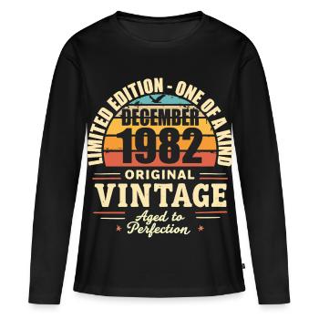 fête d anniversaire décembre 1982 - december 1982 - T-shirt manches longues Premium bio Femme - noir - Devant - Julia (174cm)