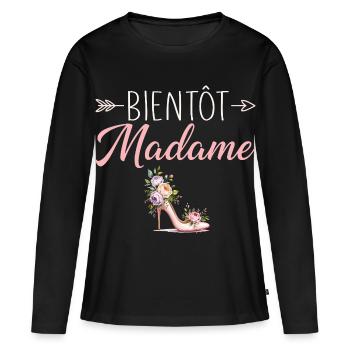 Madame Mariage EVJF Future Mariée - T-shirt manches longues Premium bio Femme - noir - Devant - Julia (174cm)
