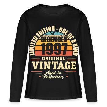 fête d anniversaire décembre 1997 - december 1997 - T-shirt manches longues Premium bio Femme - noir - Devant - Julia (174cm)