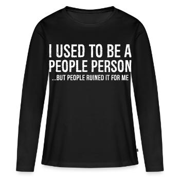 J’étais une personne sociable - T-shirt manches longues Premium bio Femme - noir - Devant - Julia (174cm)