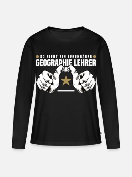 Geographielehrer - Frauen Premium Bio Langarmshirt - Schwarz