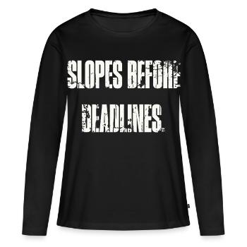 Pentes avant les dates limites - T-shirt manches longues Premium bio Femme - noir - Devant - Julia (174cm)