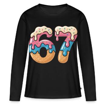 Donut 69 Glaçage NéonPrint - T-shirt manches longues Premium bio Femme - noir - Devant - Julia (174cm)