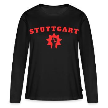 Stuttgart - T-shirt manches longues Premium bio Femme - noir - Devant - Julia (174cm)