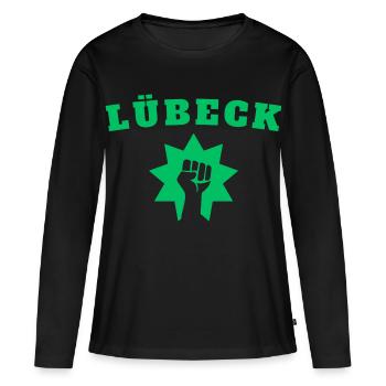 Lübeck - T-shirt manches longues Premium bio Femme - noir - Devant - Julia (174cm)