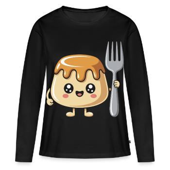 Pudding with fork - Women's Premium Organic Long Sleeve Shirt - black - Front - Julia (174cm)