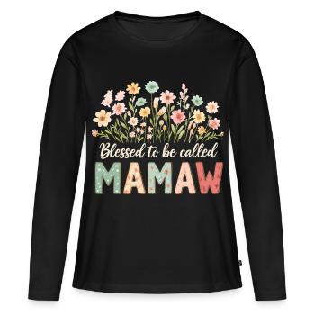 Bénie d’être appelée Mamaw - T-shirt manches longues Premium bio Femme - noir - Devant - Julia (174cm)