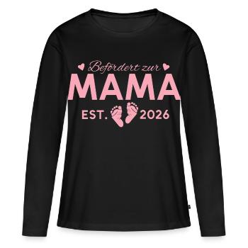 Promue au rang de maman 2026 Maternité - T-shirt manches longues Premium bio Femme - noir - Devant - Julia (174cm)