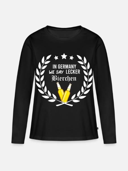 In_Germany_we_say_Lecker_Bierchen_-_geek_ - Frauen Premium Bio Langarmshirt - Schwarz