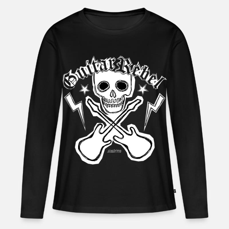 Guitar Rebel - Patchstyle - Frauen Premium Bio Langarmshirt - Schwarz