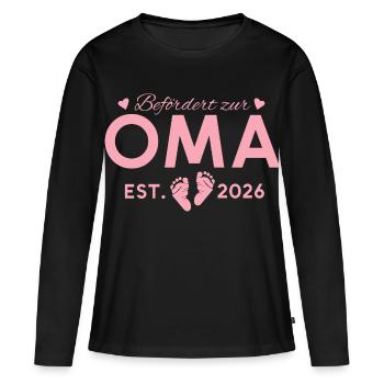 Promue au rang de grand-mère 2026 Grand-mère - T-shirt manches longues Premium bio Femme - noir - Devant - Julia (174cm)