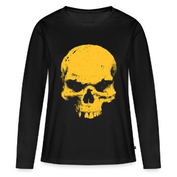 Contraste crâne jaune - T-shirt manches longues Premium bio Femme - noir - Devant - Julia (174cm)