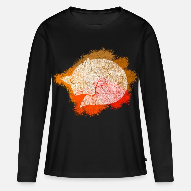 Zentangle Fuchs - Frauen Premium Bio Langarmshirt - Schwarz