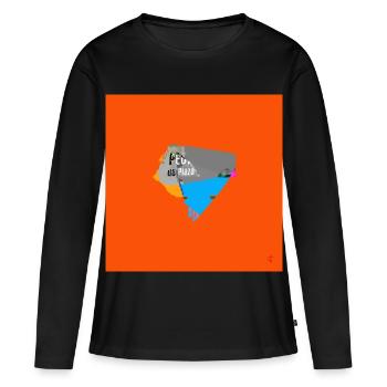 TEXTURA_DE_COLOR_#20 - T-shirt manches longues Premium bio Femme - noir - Devant - Julia (174cm)