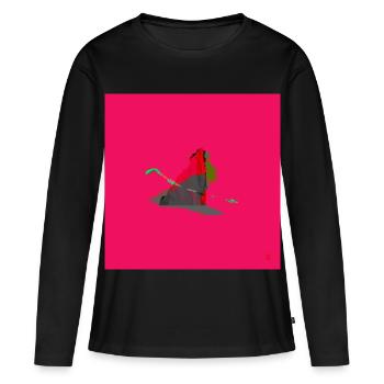 TEXTURA_DE_COLOR_#22 - T-shirt manches longues Premium bio Femme - noir - Devant - Julia (174cm)