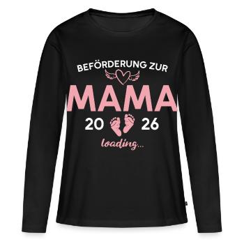 Mère 2026 Annonce de grossesse Maman - T-shirt manches longues Premium bio Femme - noir - Devant - Julia (174cm)