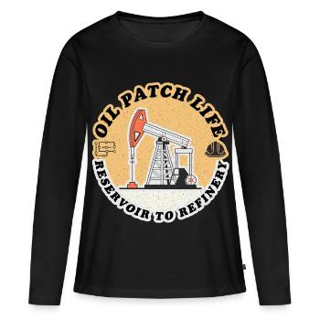 Oil Patch Life, T-shirt drôle Oil and Gas - T-shirt manches longues Premium bio Femme - noir - Devant - Julia (174cm)