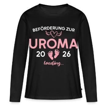 Uroma 2026 Schwangerschaftsankündigung Oma - Frauen Premium Bio Langarmshirt - Schwarz - Vorne - Julia (174cm)