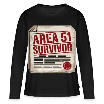 Drôle de survivant de la zone 51 Alien OVNI - T-shirt manches longues Premium bio Femme - noir - Devant - Julia (174cm)