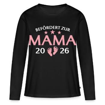 Mère 2026 Promue maman - T-shirt manches longues Premium bio Femme - noir - Devant - Julia (174cm)