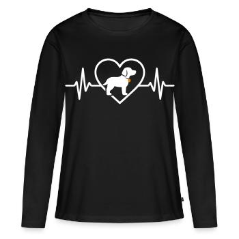 Hundeherz Silhouette Hundeliebhaber Begleiter - Frauen Premium Bio Langarmshirt - Schwarz - Vorne - Julia (174cm)