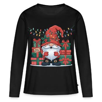 Gnome de Noël Gnome - T-shirt manches longues Premium bio Femme - noir - Devant - Julia (174cm)