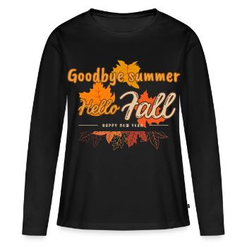 Adieu Été Bonjour T-shirt cadeau saisonnier Automne-automne - T-shirt manches longues Premium bio Femme - noir - Devant - Julia (174cm)