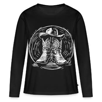 Bottes western en cercle tourbillonnant - T-shirt manches longues Premium bio Femme - noir - Devant - Julia (174cm)