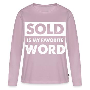 Mot préféré vendu chemise déclaration - T-shirt manches longues Premium bio Femme - rose poudré - Devant - Julia (174cm)