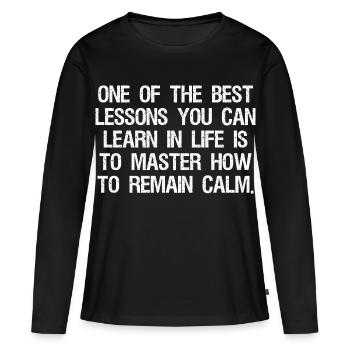 L’une des meilleures leçons que l’on puisse apprendre dans la vie - T-shirt manches longues Premium bio Femme - noir - Devant - Julia (174cm)
