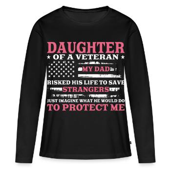 Fille d’un vétéran du drapeau américain Pink - T-shirt manches longues Premium bio Femme - noir - Devant - Julia (174cm)