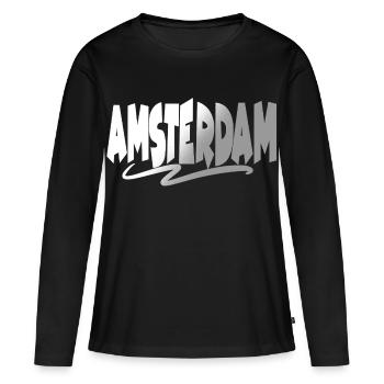 Amsterdam - T-shirt manches longues Premium bio Femme - noir - Devant - Julia (174cm)