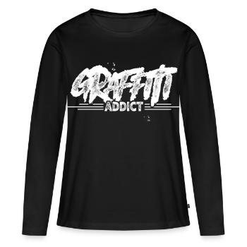 Graffiti - T-shirt manches longues Premium bio Femme - noir - Devant - Julia (174cm)