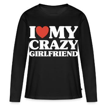J’aime Ma Copine Folle Cadeau Noël Saint Valentin - T-shirt manches longues Premium bio Femme - noir - Devant - Julia (174cm)