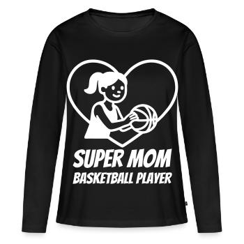 Super Mom Basketball – Heart Player Design - T-shirt manches longues Premium bio Femme - noir - Devant - Julia (174cm)