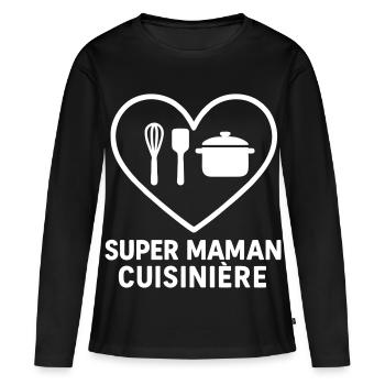 Super Cook Mom – Coeur cuisine - Women's Premium Organic Long Sleeve Shirt - black - Front - Julia (174cm)