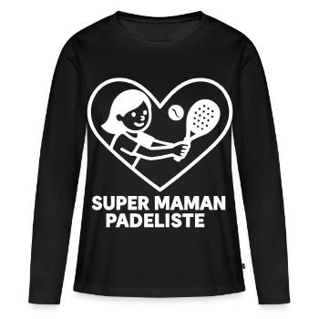 Super Padelist Mom – Cœur padel - Women's Premium Organic Long Sleeve Shirt - black - Front - Julia (174cm)