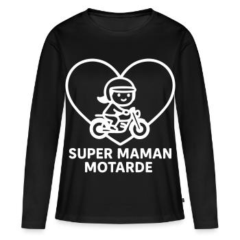 Superbiker-Mama – Motorcycle Heart - Frauen Premium Bio Langarmshirt - Schwarz - Vorne - Julia (174cm)