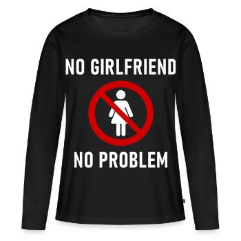 Pas de copine, pas de problème. - T-shirt manches longues Premium bio Femme - noir - Devant - Julia (174cm)