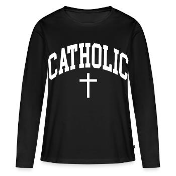 Katholisch Katholik catholique - T-shirt manches longues Premium bio Femme - noir - Devant - Julia (174cm)
