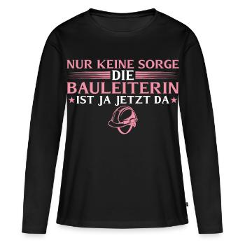 Construction de la maison - le responsable de la construction est ici maintenant - T-shirt manches longues Premium bio Femme - noir - Devant - Julia (174cm)