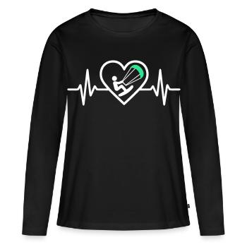 Cœur Kitesurf – Passion Glisse - T-shirt manches longues Premium bio Femme - noir - Devant - Julia (174cm)