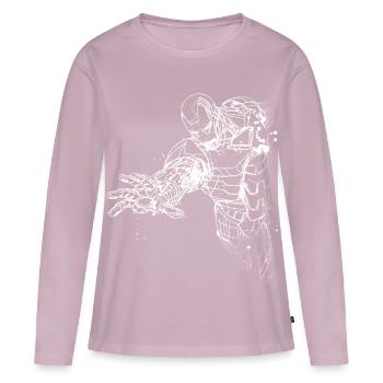 Motif de super-héros des Avengers - T-shirt manches longues Premium bio Femme - rose poudré - Devant - Julia (174cm)