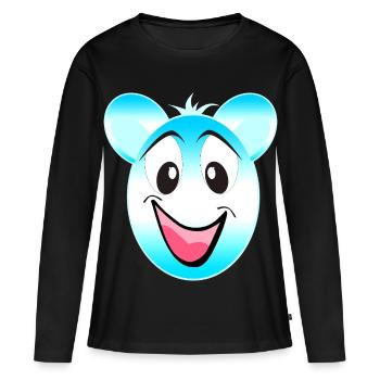 Fröhlicher Blau Weiß Bärenmaskottchen - Frauen Premium Bio Langarmshirt - Schwarz - Vorne - Julia (174cm)