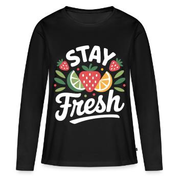 Reste tranquille - T-shirt manches longues Premium bio Femme - noir - Devant - Julia (174cm)
